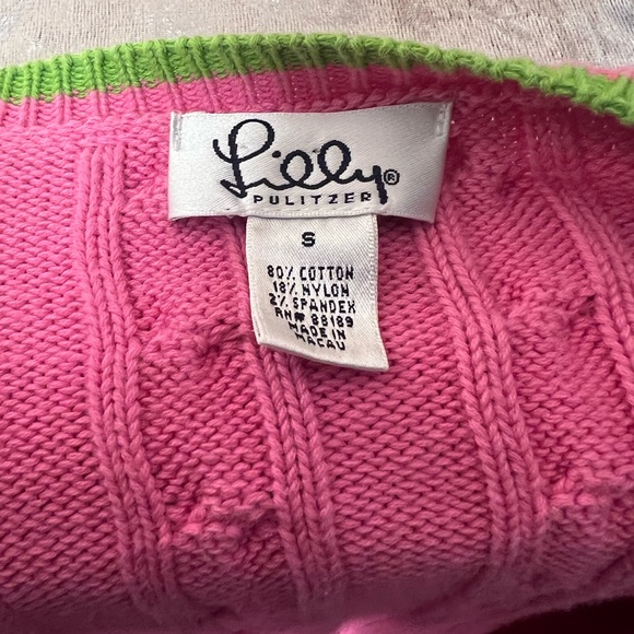 Lily Pulitzer sweater cable knit vintage white label 80s/90s watermelon pink โจ - Picture 3 of 8